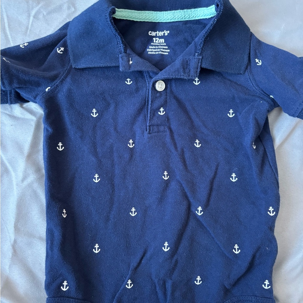 Carter's Dark Blue Polo with Anchor Design